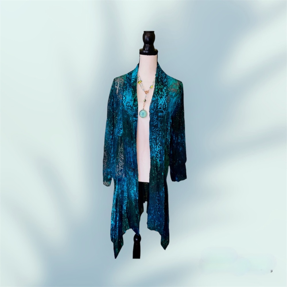 Vintage Rose velvet burnout beaded kimono
